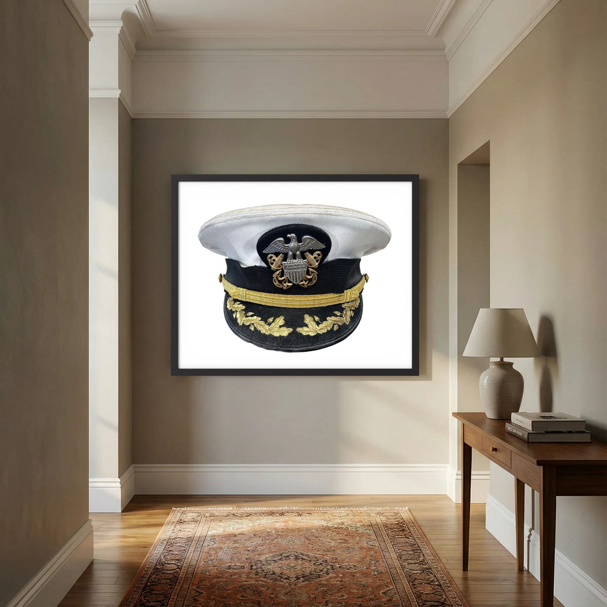 U.S. Navy Officer Combination Cap Bancroft Military Cap, Commander NSWSES. Photograph