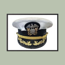 U.S. Navy Officer Combination Cap Bancroft Military Cap, Commander NSWSES. Photograph