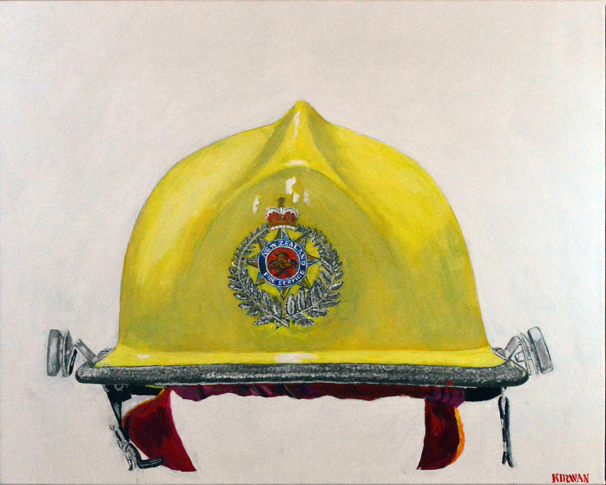 New Zealand Fire Helmet 1984 Metro Service. Art Print - Art goes to War