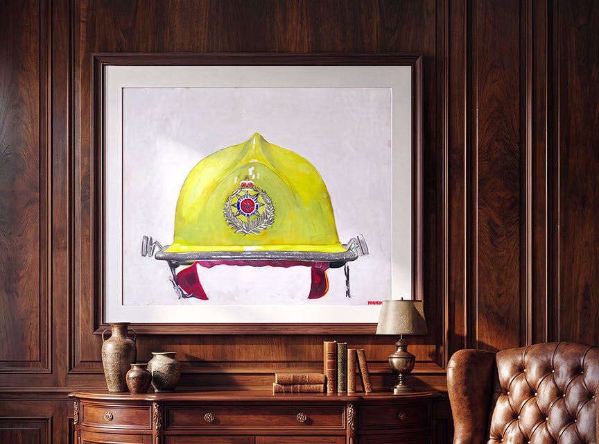 New Zealand Fire Helmet 1984 Metro Service - Art goes to War