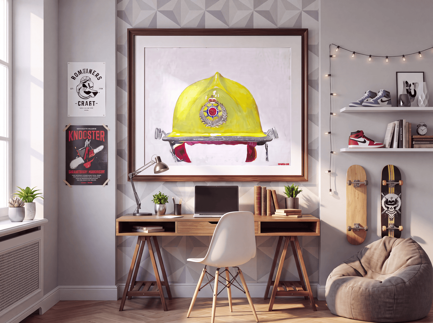 New Zealand Fire Helmet 1984 Metro Service - Art goes to War