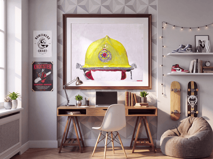 New Zealand Fire Helmet 1984 Metro Service - Art goes to War