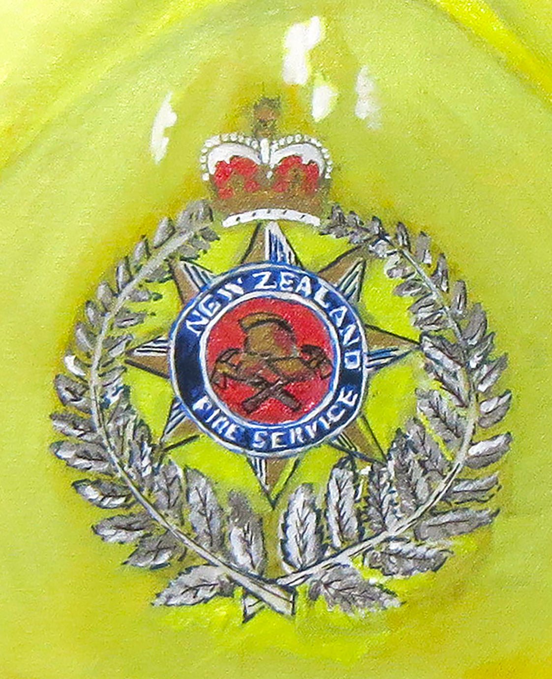 New Zealand Fire Helmet 1984 Metro Service - Art goes to War