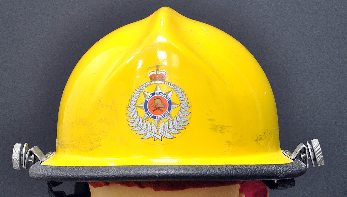 New Zealand Fire Helmet, 1984. Photograph - Art goes to War