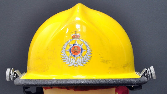 New Zealand Fire Helmet, 1984. Photograph - Art goes to War