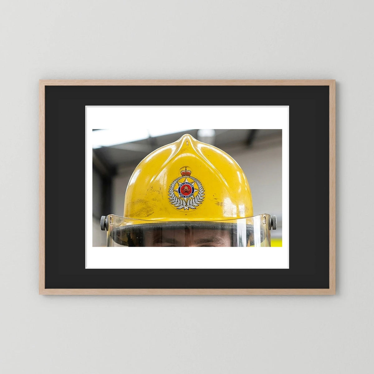 New Zealand Fire Helmet, 1984 — photograph presentation mockup