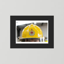 New Zealand Fire Helmet, 1984 — photograph presentation mockup