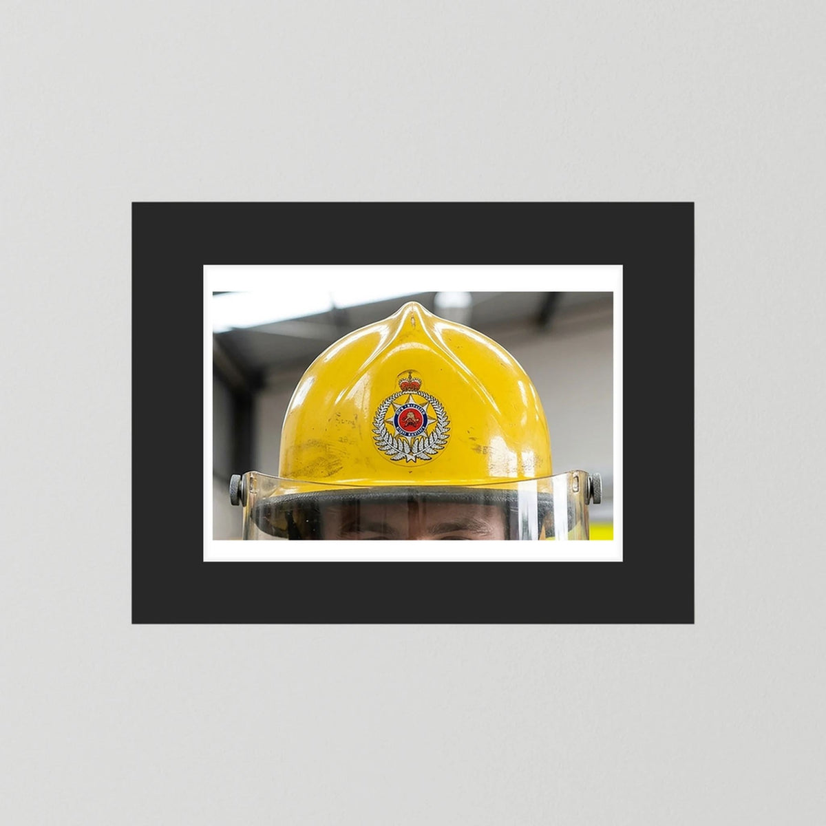 New Zealand Fire Helmet, 1984 — photograph presentation mockup