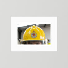 New Zealand Fire Helmet, 1984 — photograph presentation mockup