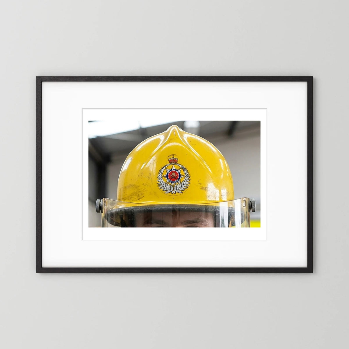 New Zealand Fire Helmet, 1984 — photograph presentation mockup