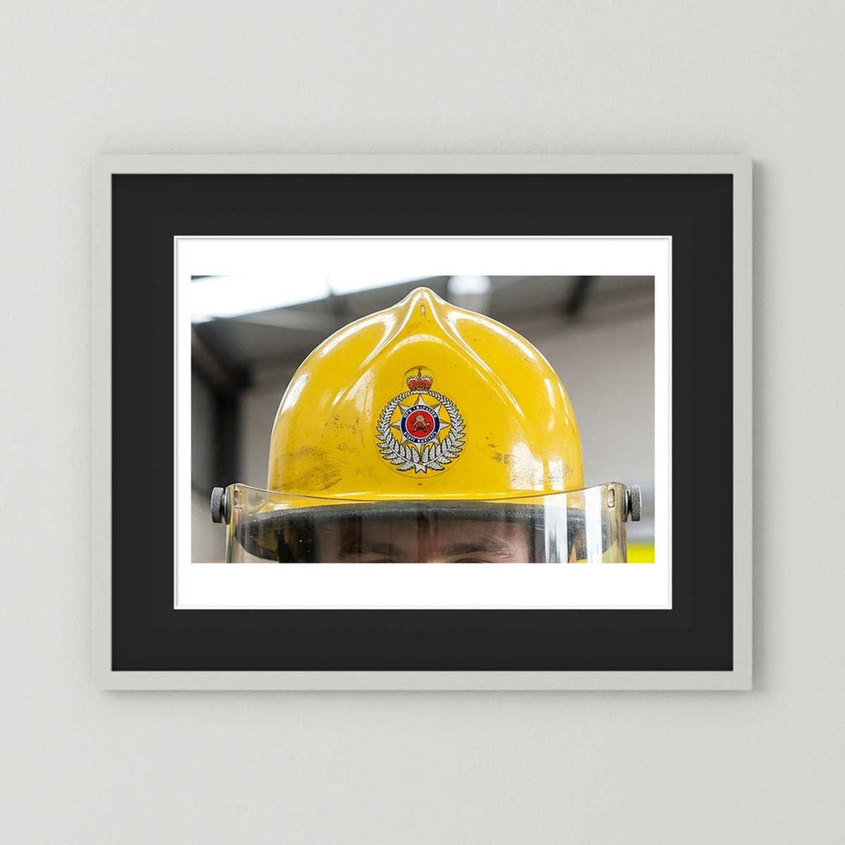 New Zealand Fire Helmet, 1984 — photograph presentation mockup