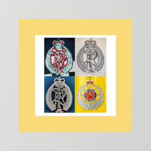 New Zealand Police & Fire Helmet Cap Badges, Late Twentieth Century — photograph presentation mockup