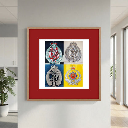 New Zealand Police & Fire Helmet Cap Badges, Late Twentieth Century. Photograph - Art goes to War