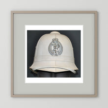 New Zealand Police Helmet, 1984, White Summer — photograph presentation mockup