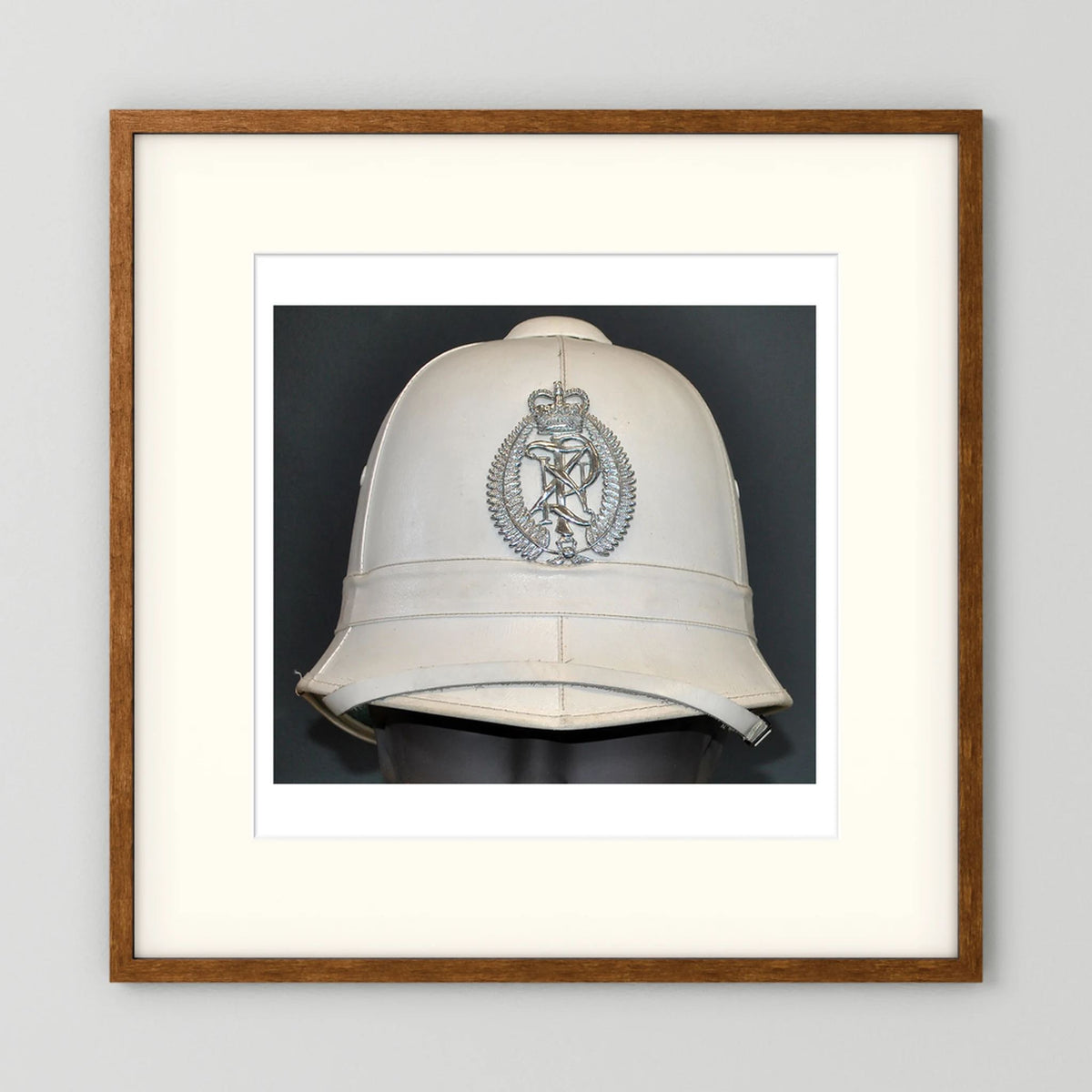 New Zealand Police Helmet, 1984, White Summer — photograph presentation mockup