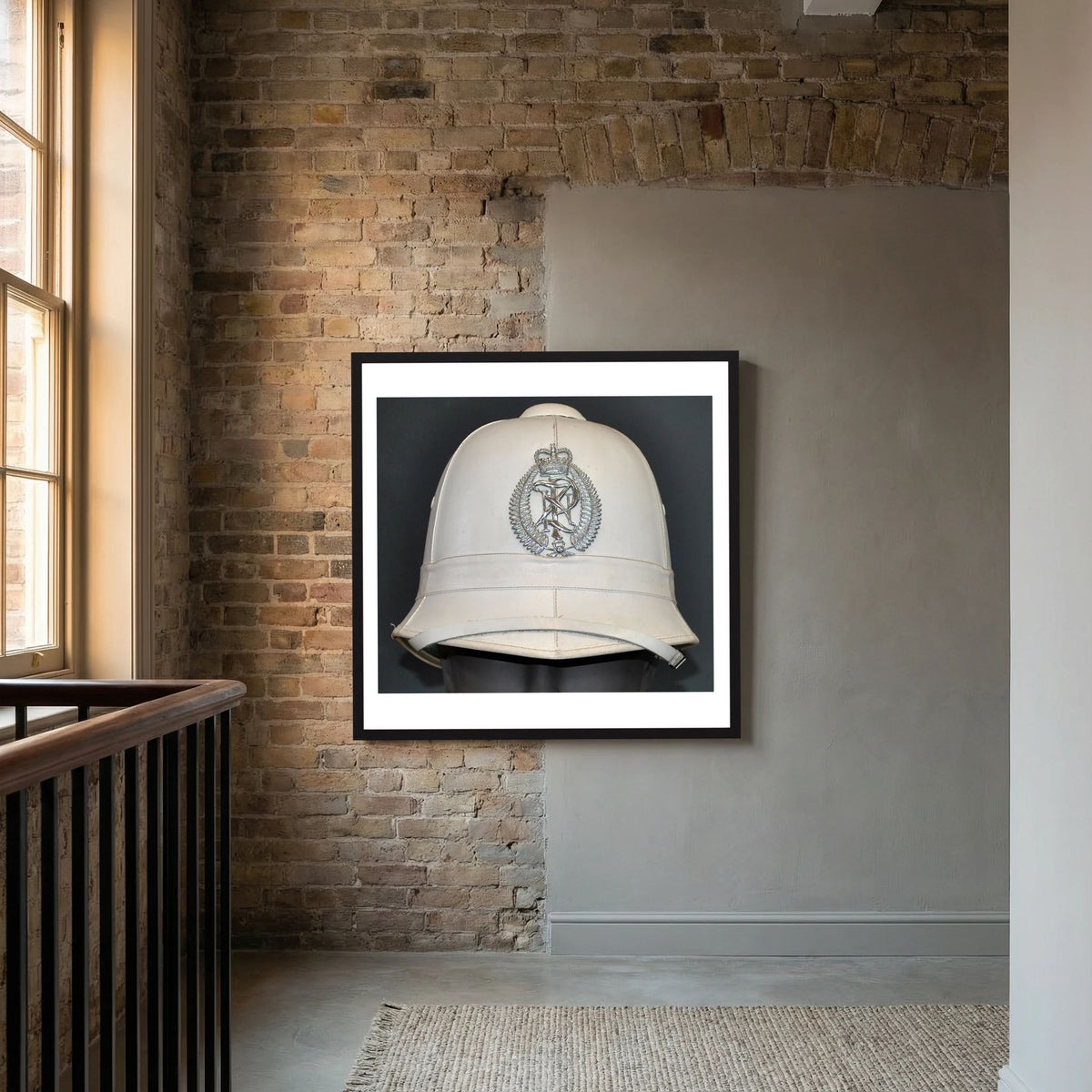 New Zealand Police Helmet, 1984, White Summer — photograph presentation mockup