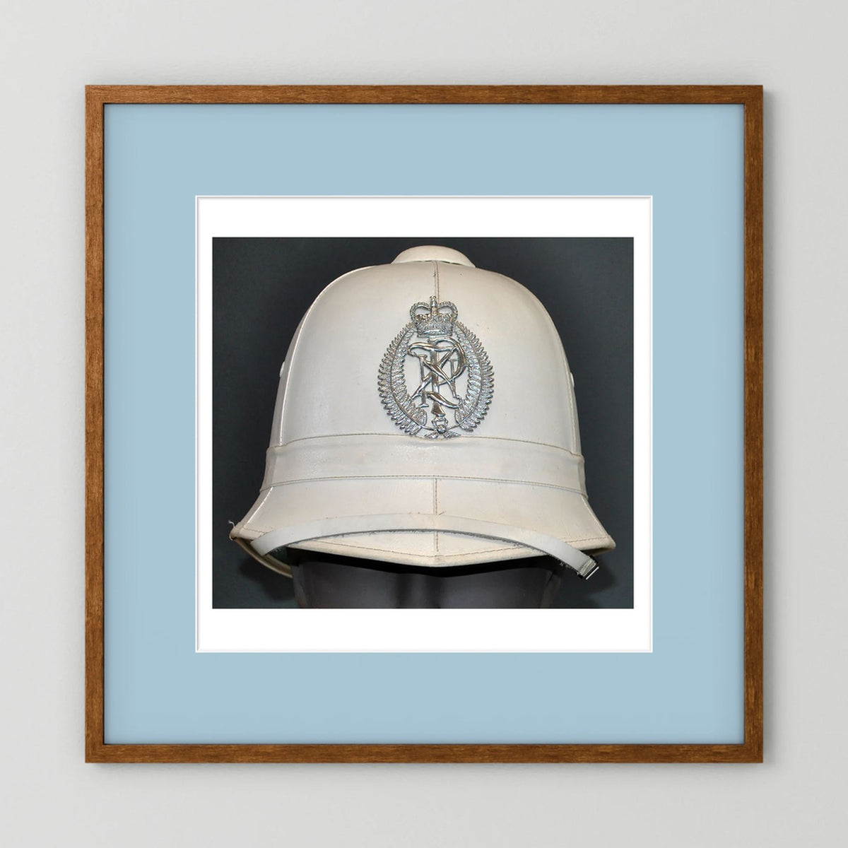 New Zealand Police Helmet, 1984, White Summer — photograph presentation mockup