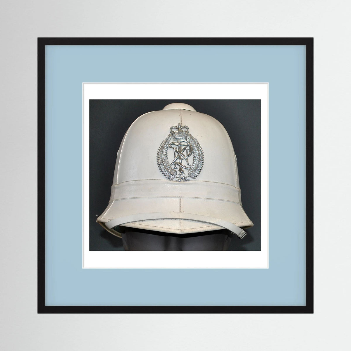 New Zealand Police Helmet, 1984, White Summer — photograph presentation mockup