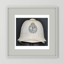 New Zealand Police Helmet, 1984, White Summer — photograph presentation mockup