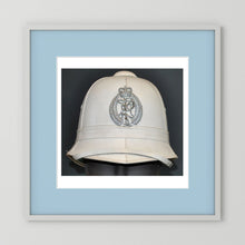 New Zealand Police Helmet, 1984, White Summer — photograph presentation mockup