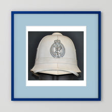 New Zealand Police Helmet, 1984, White Summer — photograph presentation mockup