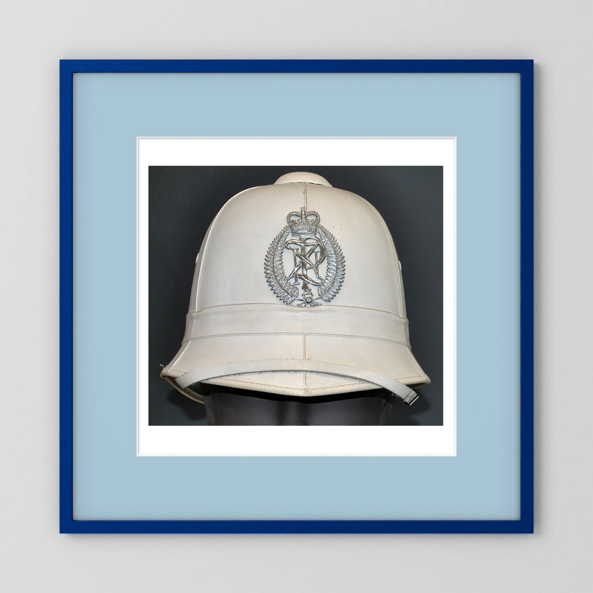 New Zealand Police Helmet, 1984, White Summer — photograph presentation mockup