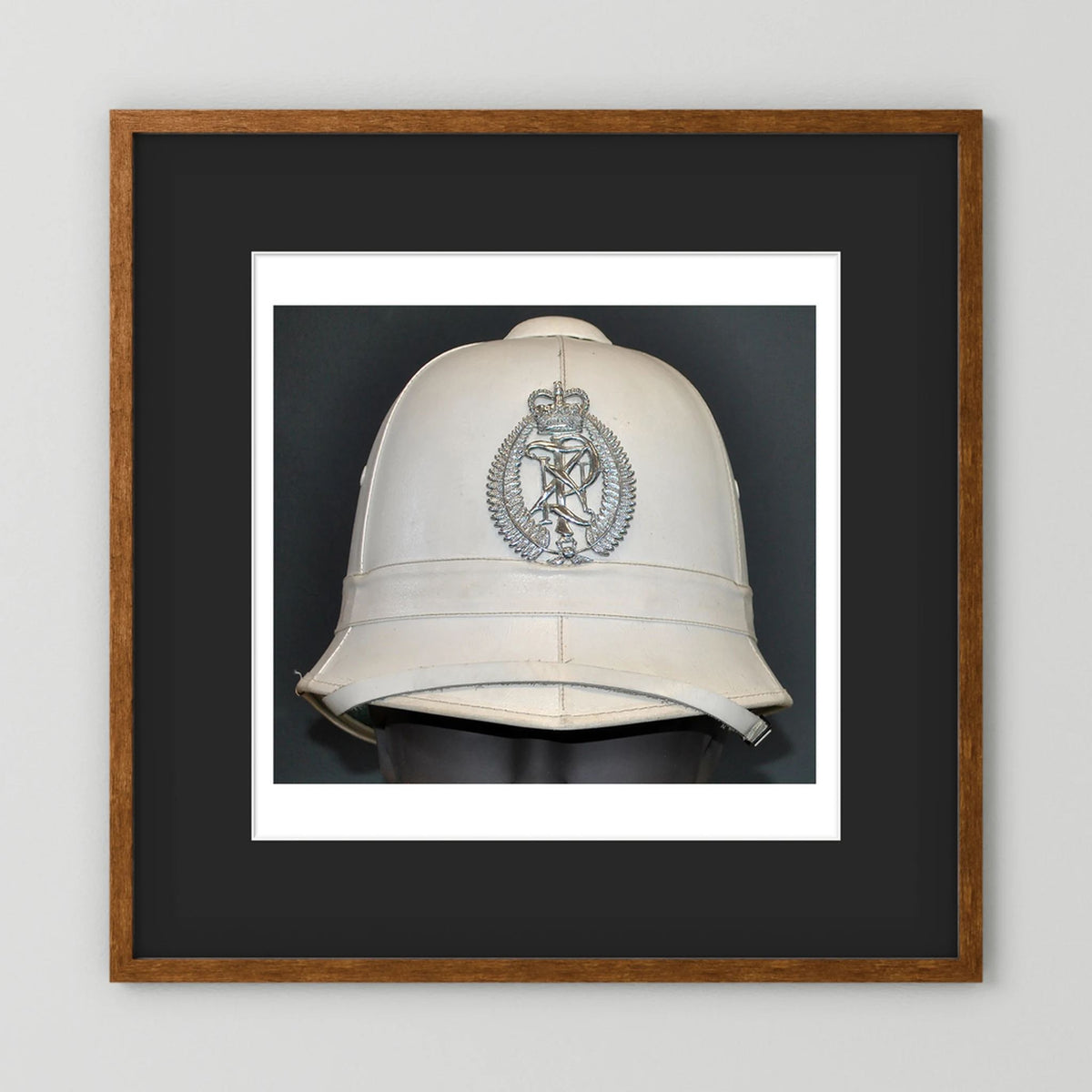 New Zealand Police Helmet, 1984, White Summer — photograph presentation mockup
