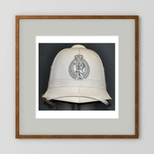 New Zealand Police Helmet, 1984, White Summer — photograph presentation mockup