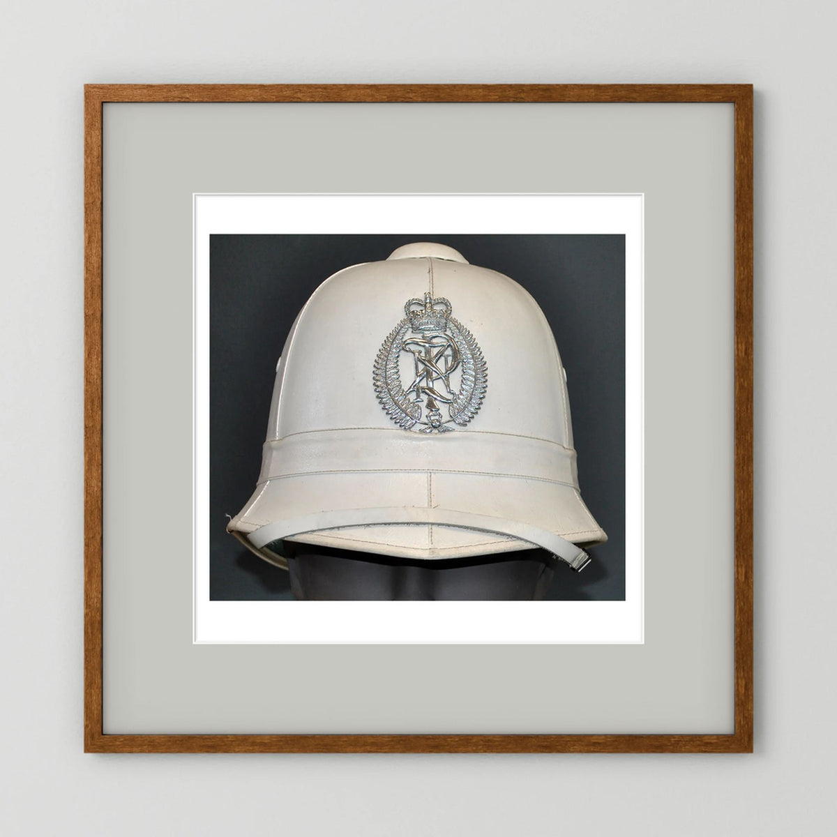 New Zealand Police Helmet, 1984, White Summer — photograph presentation mockup