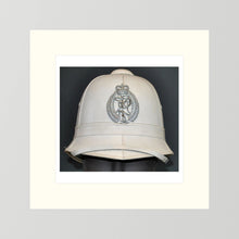 New Zealand Police Helmet, 1984, White Summer — photograph presentation mockup