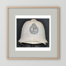 New Zealand Police Helmet, 1984, White Summer — photograph presentation mockup