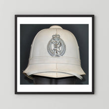 New Zealand Police Helmet, 1984, White Summer — photograph presentation mockup