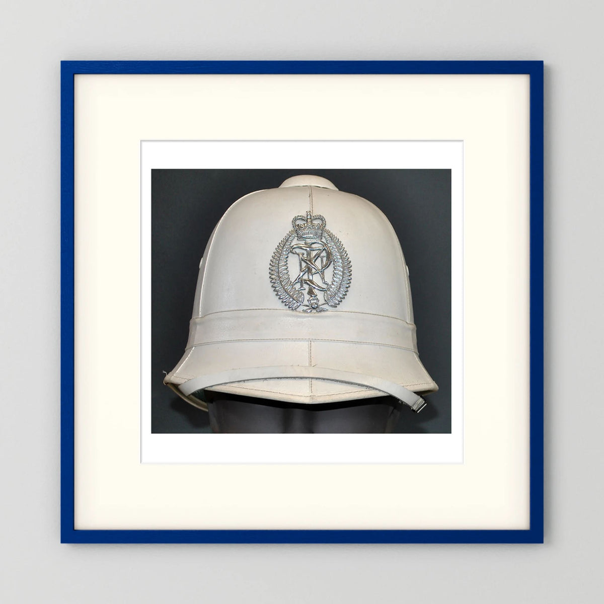 New Zealand Police Helmet, 1984, White Summer — photograph presentation mockup