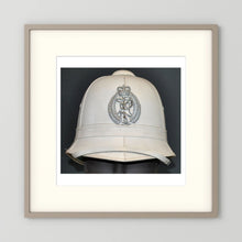 New Zealand Police Helmet, 1984, White Summer — photograph presentation mockup