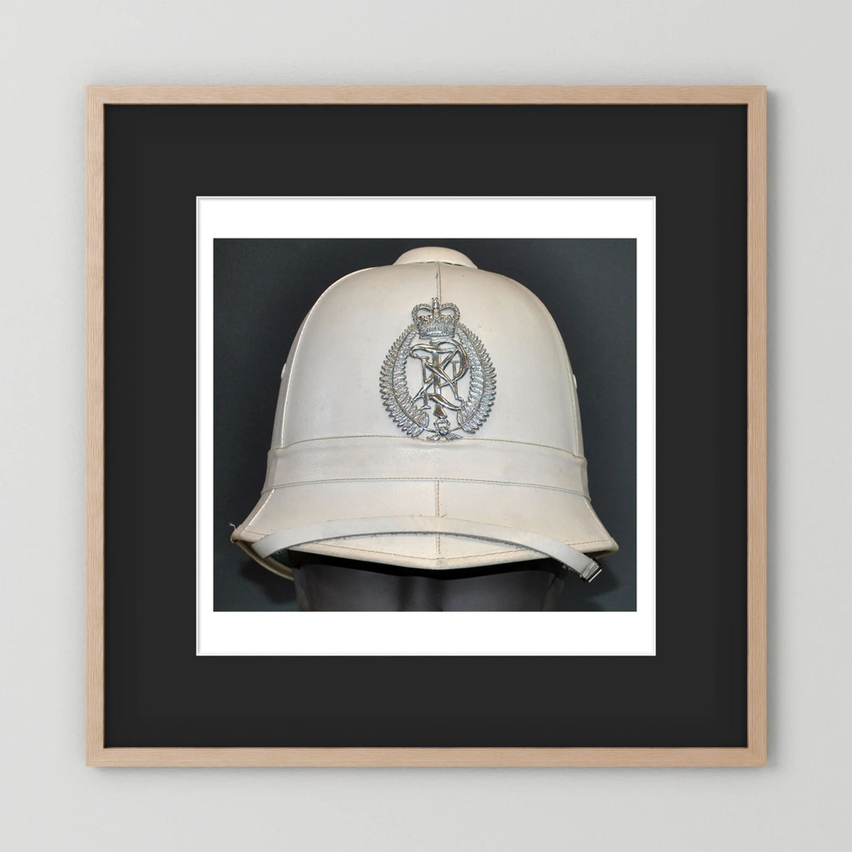 New Zealand Police Helmet, 1984, White Summer — photograph presentation mockup