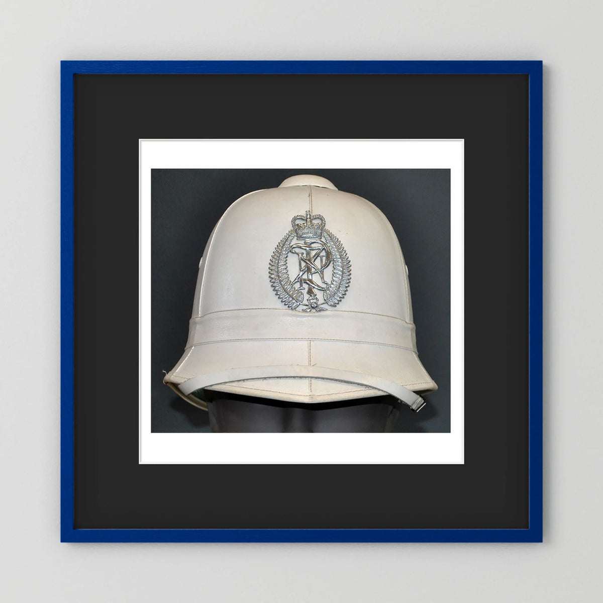 New Zealand Police Helmet, 1984, White Summer — photograph presentation mockup