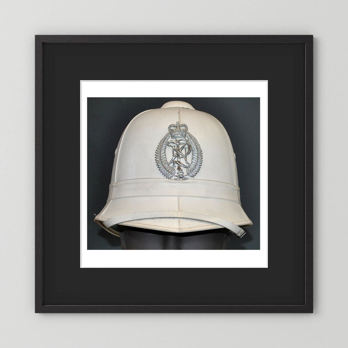New Zealand Police Helmet, 1984, White Summer — photograph presentation mockup