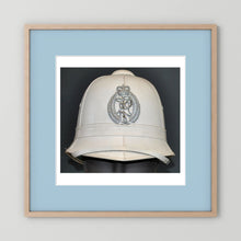 New Zealand Police Helmet, 1984, White Summer — photograph presentation mockup