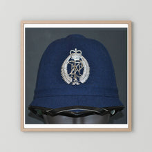 New Zealand Police Helmet, 1984, Winter Blue — photograph presentation mockup