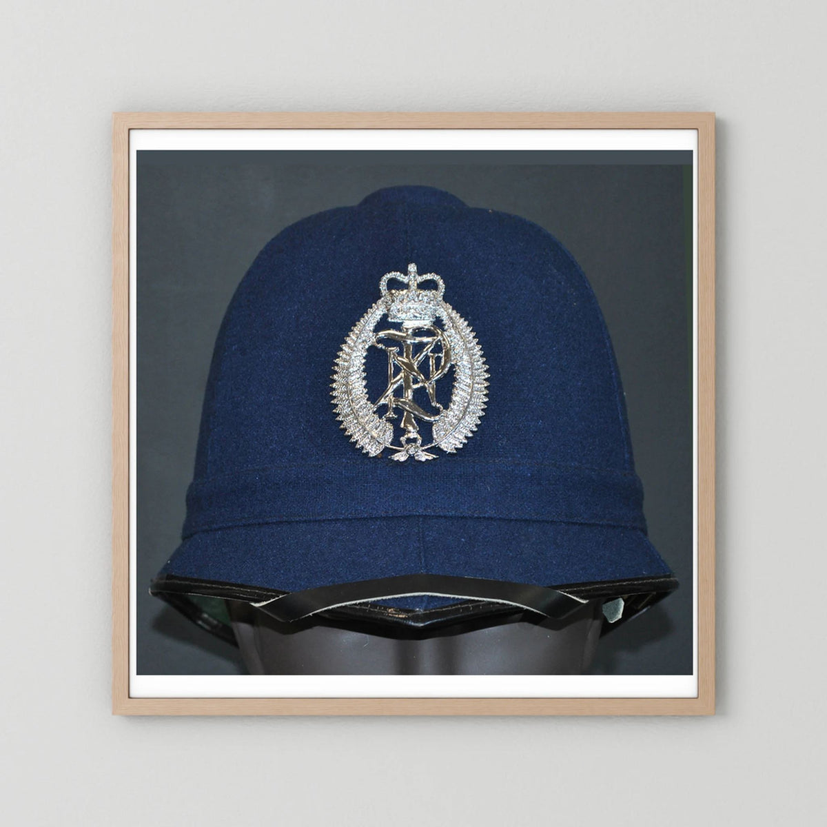 New Zealand Police Helmet, 1984, Winter Blue — photograph presentation mockup