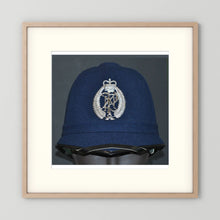 New Zealand Police Helmet, 1984, Winter Blue — photograph presentation mockup