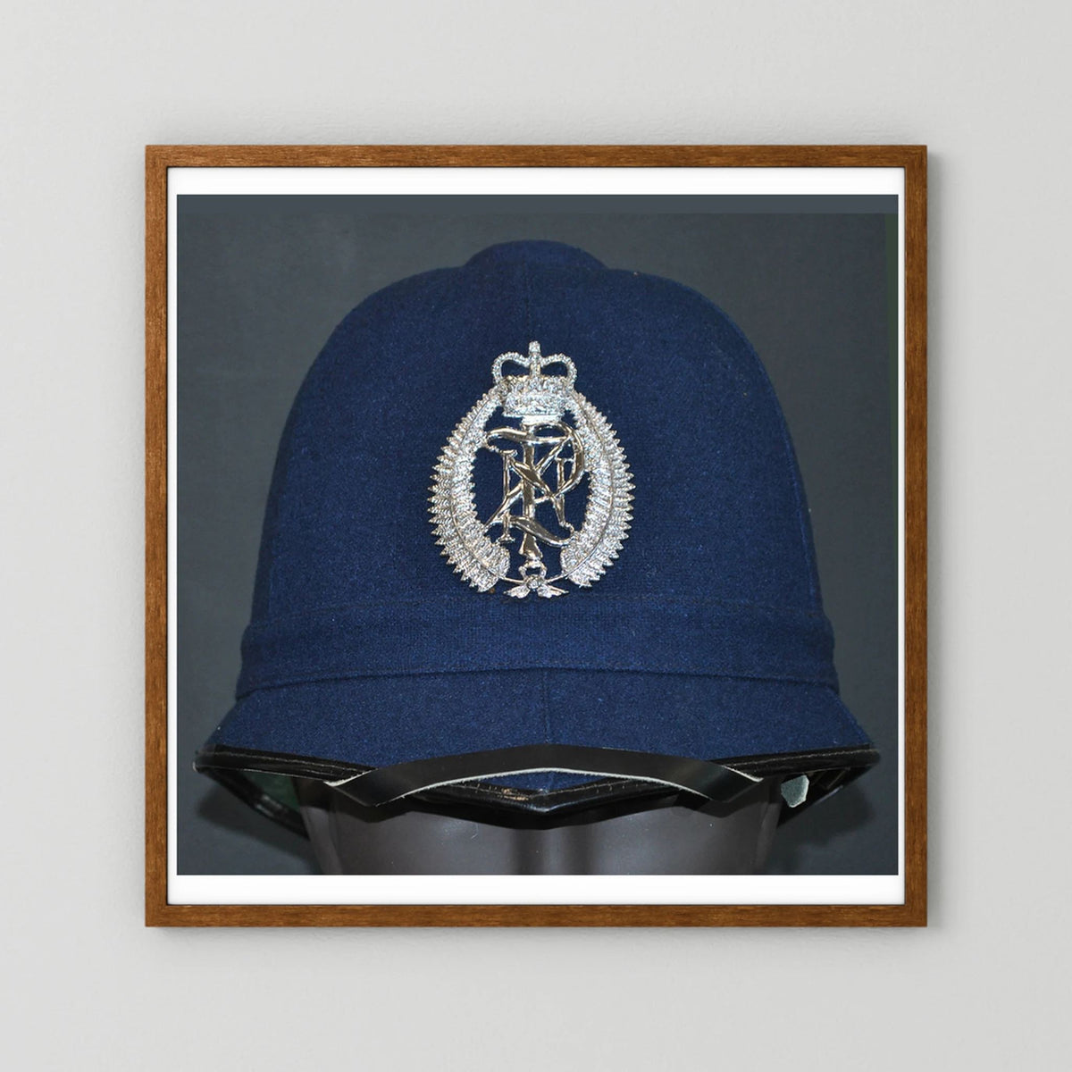 New Zealand Police Helmet, 1984, Winter Blue — photograph presentation mockup