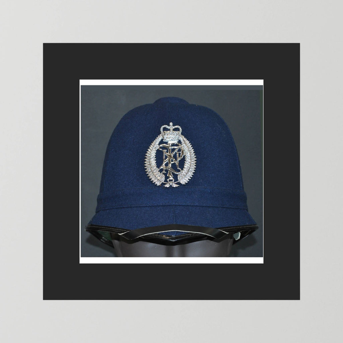 New Zealand Police Helmet, 1984, Winter Blue — photograph presentation mockup