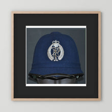 New Zealand Police Helmet, 1984, Winter Blue — photograph presentation mockup