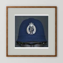 New Zealand Police Helmet, 1984, Winter Blue — photograph presentation mockup