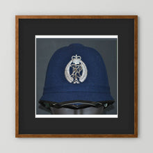New Zealand Police Helmet, 1984, Winter Blue — photograph presentation mockup