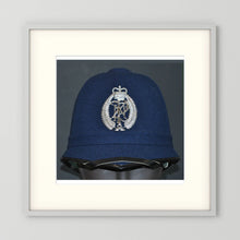 New Zealand Police Helmet, 1984, Winter Blue — photograph presentation mockup
