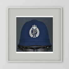 New Zealand Police Helmet, 1984, Winter Blue — photograph presentation mockup
