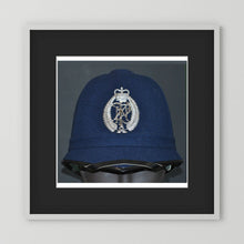 New Zealand Police Helmet, 1984, Winter Blue — photograph presentation mockup