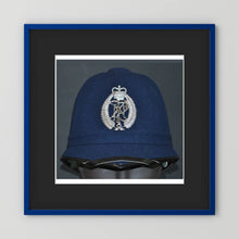 New Zealand Police Helmet, 1984, Winter Blue — photograph presentation mockup